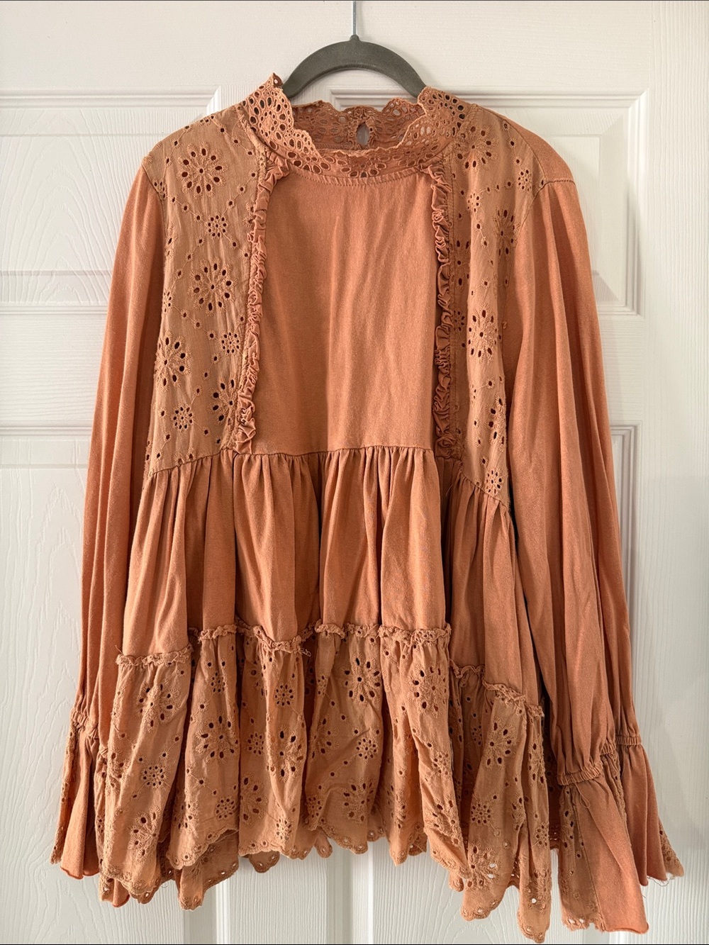 Oli & Hali Rust Eyelet Ruffle Long Sleeve Shirt